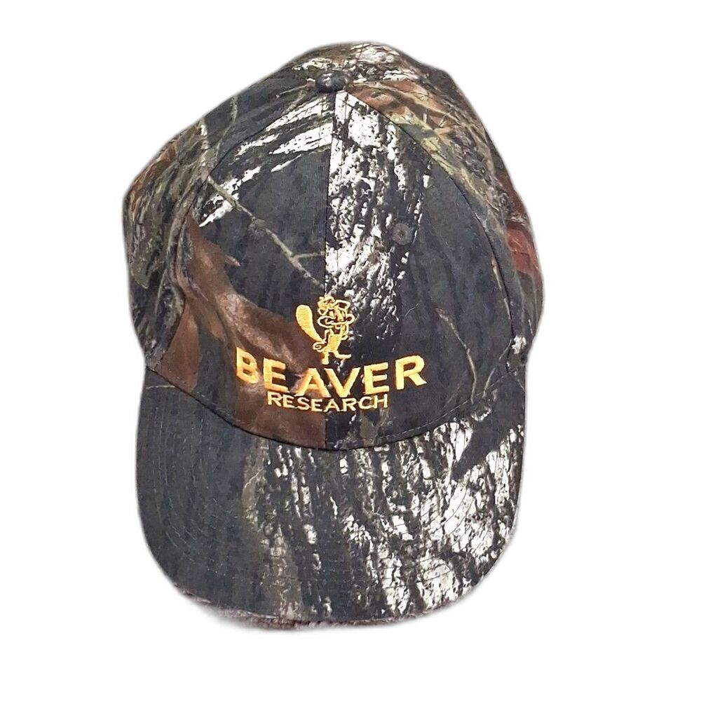 VINTAGE CAMO STRAPBACK HAT DEER BUCK HUNTING AL LEHMAN CONST TRUCKER CAP TREES